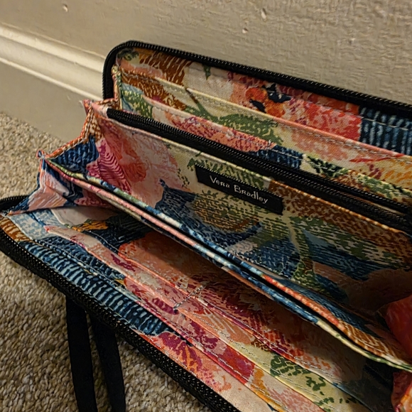 Vera Bradley Black Clutch with Pink Floral Embroidery - Picture 2 of 3